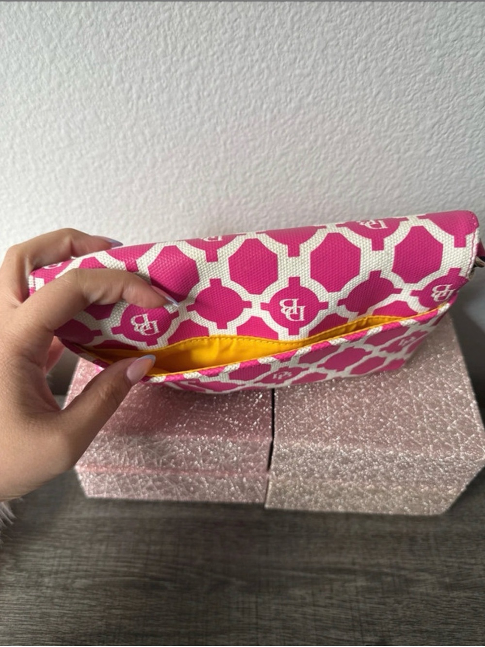 Dooney & Bourke Pink and White Patterned Top-Handle Mini Bag - Picture 5 of 8